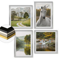 WANDBILDER 4er Set - 50x50 cm & 40x60 cm Silberner Rahmen - Natur des Flusses White Horses - Silberfarben, Kunststoff (50/50cm) - ArtPrintCave