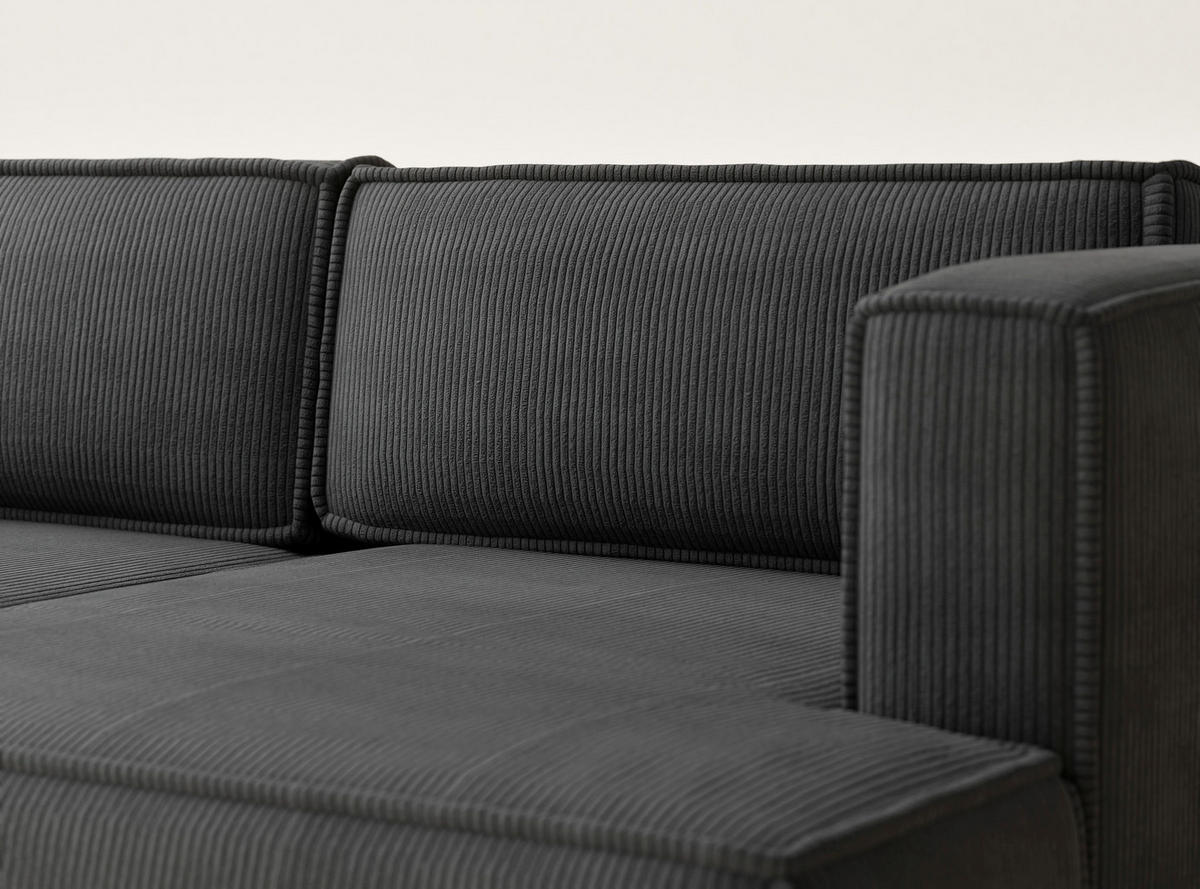 ECKSOFA MIT SCHLAFFUNKTION Velto Anthrazit Samtstoff - Anthrazit/Schwarz, Holz/Holzwerkstoff (250/152cm) - Maison de Reve