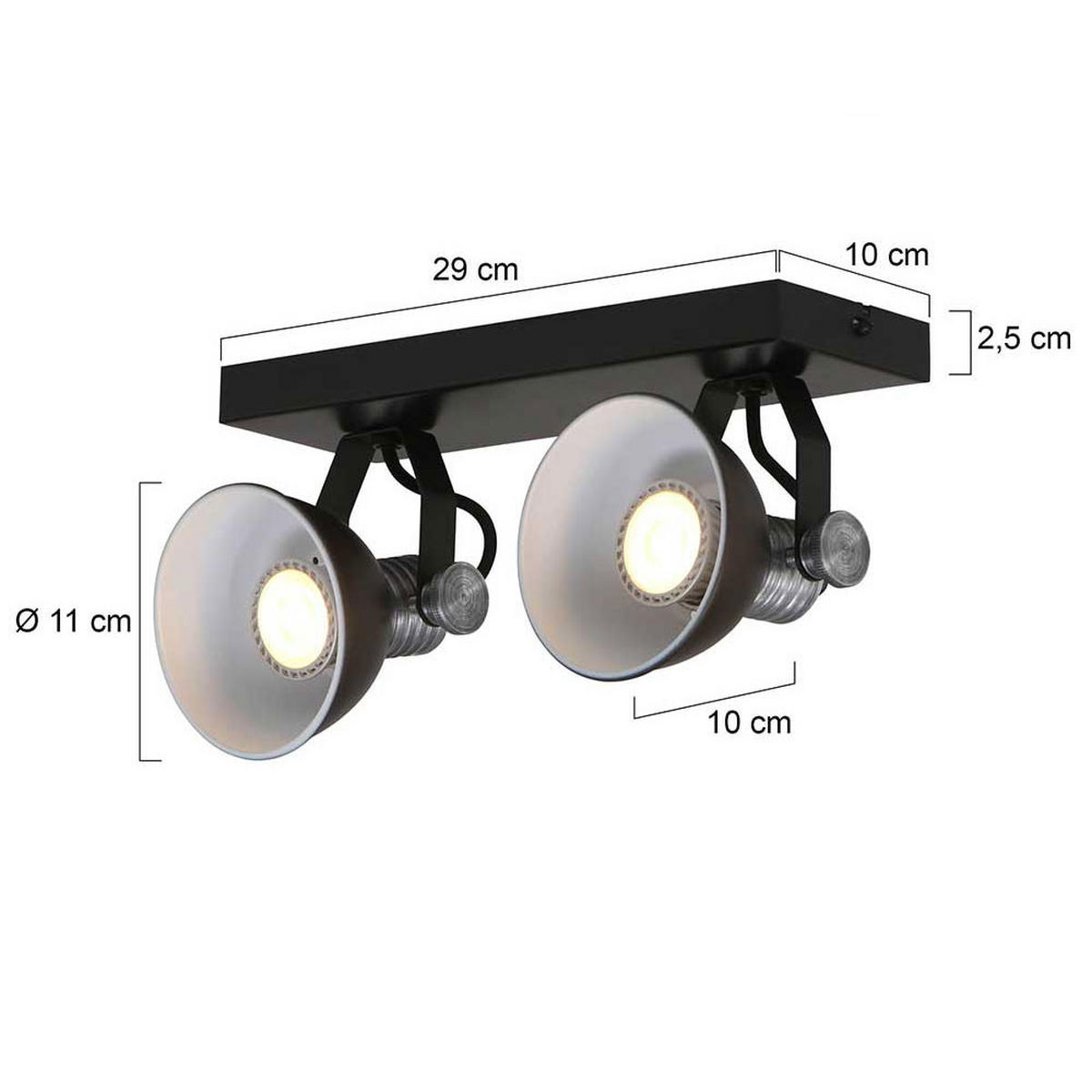 LED DECKENLEUCHTE BROOKLYN Rostbraun Metall - Braun, Metall (29/10/18cm)