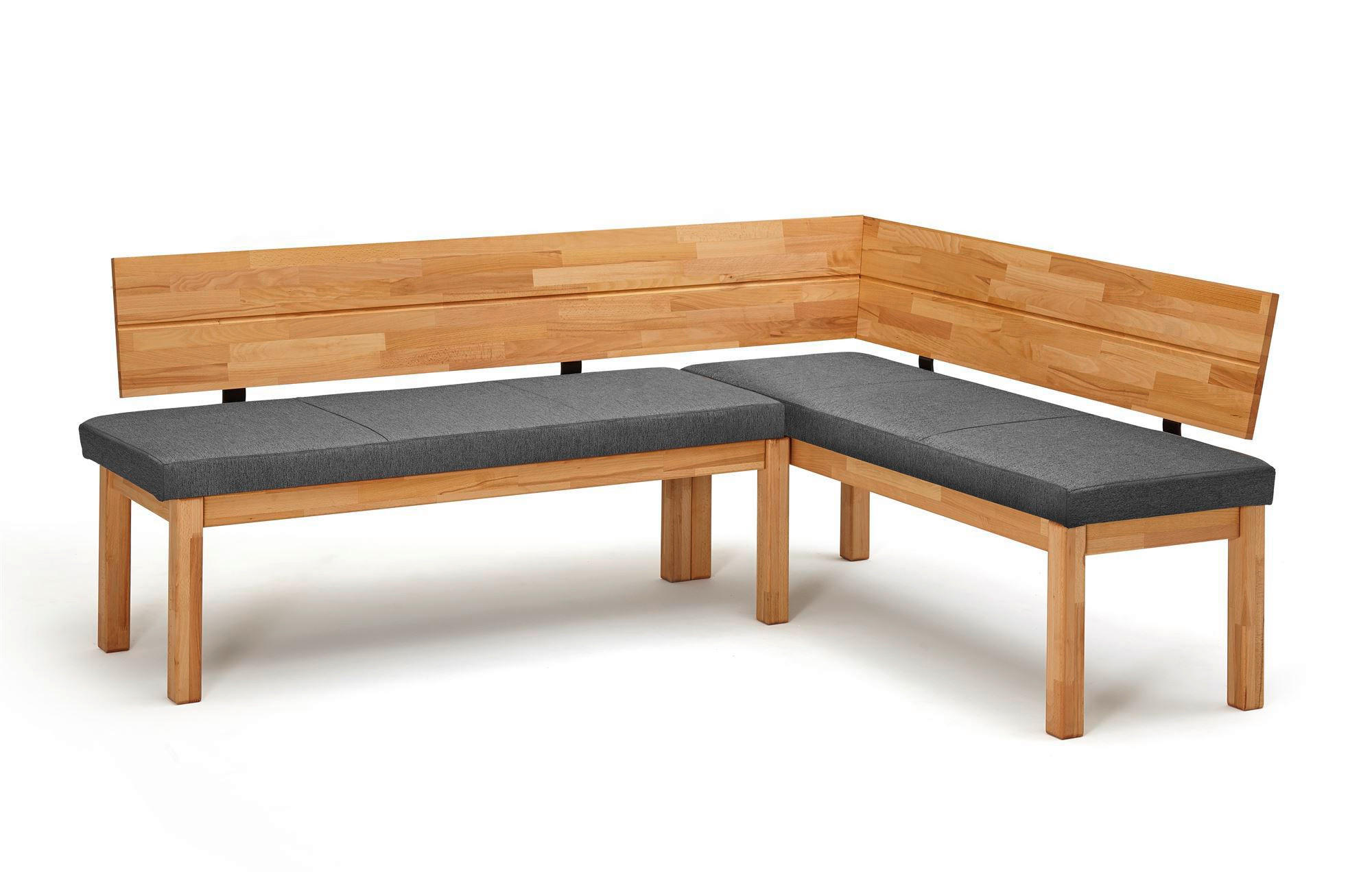 ECKBANK Damita 194 x 155 x 84 Massivholz Kernbuche geölt/Grau - Kernbuche/Grau, Holz (194/155cm) - 58aufmkessel