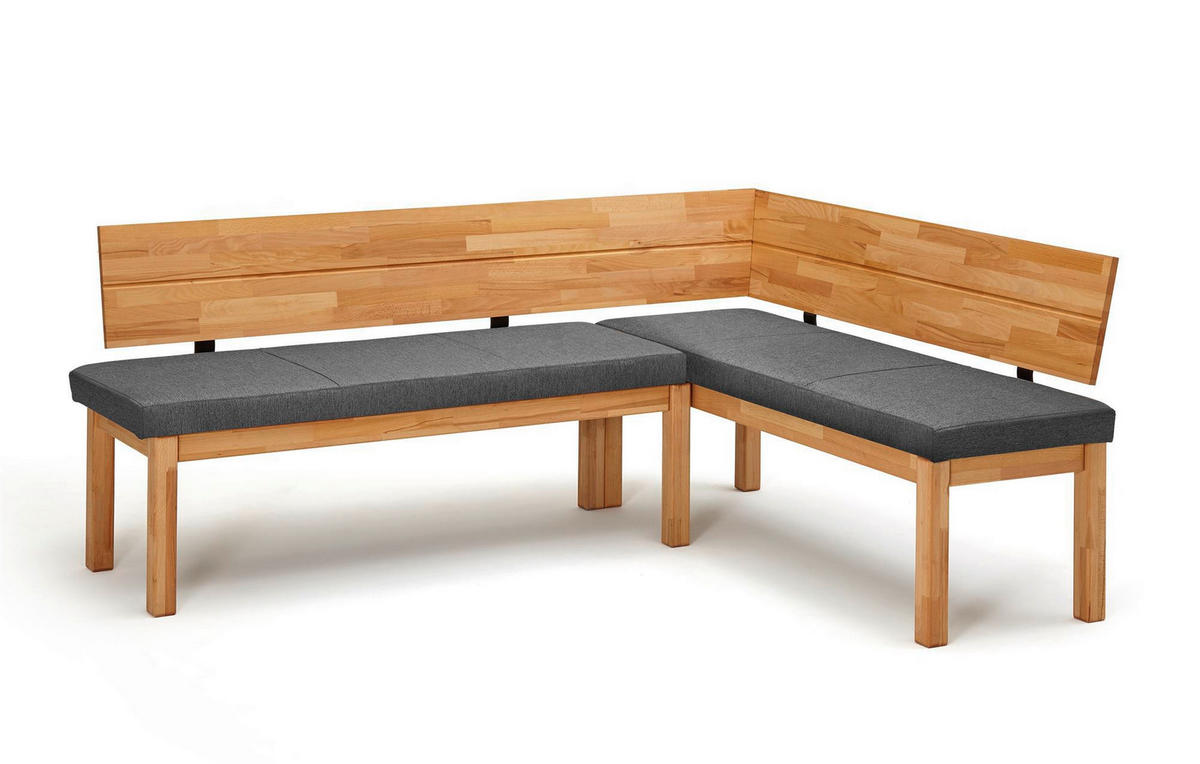 ECKBANK Damita 194 x 155 x 84 Massivholz Kernbuche geölt/Grau - Kernbuche/Grau, Holz (194/155cm) - 58aufmkessel