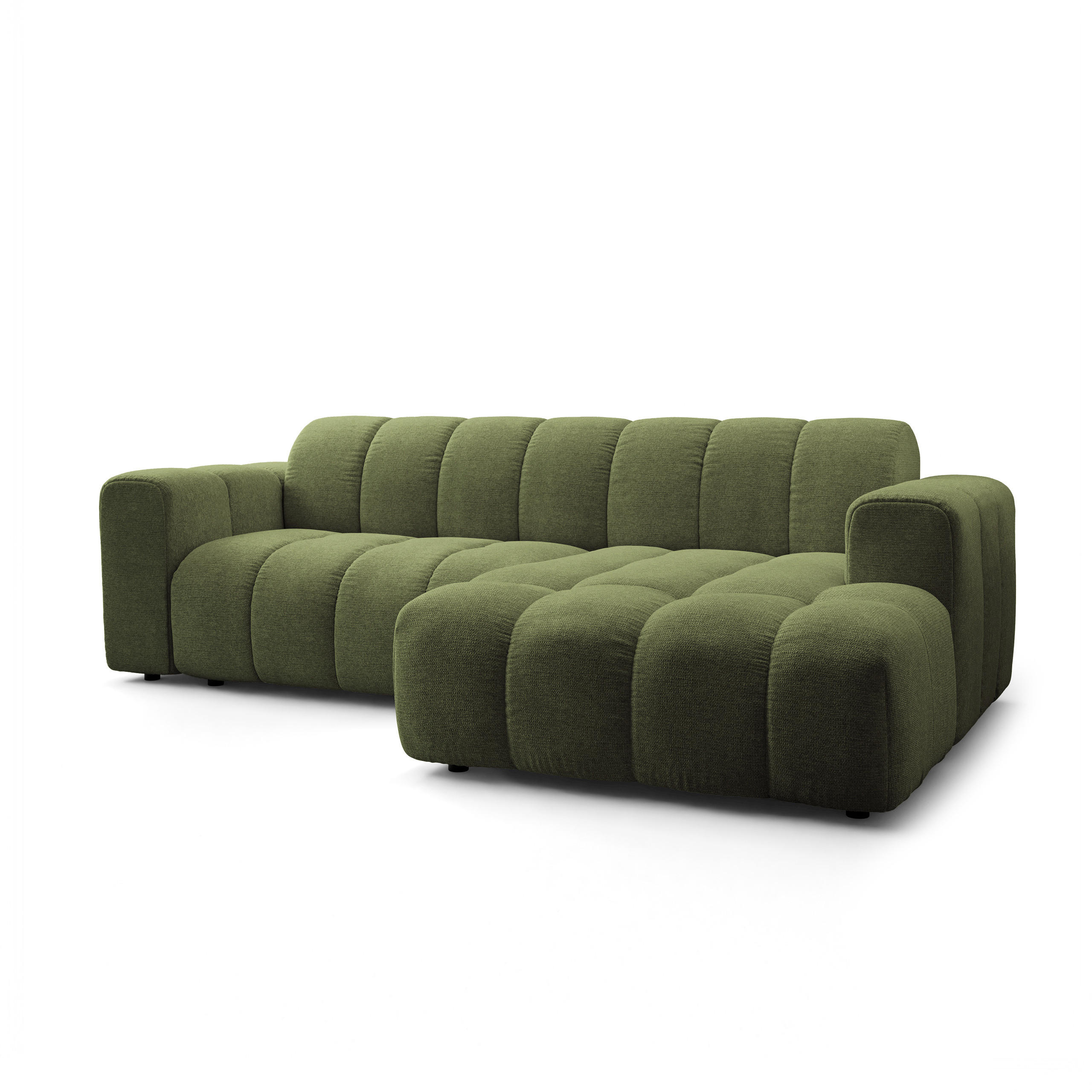 ECKSOFA TISI Olivgrün Strukturstoff - Olivgrün, Holz (274/165cm) - MASSENO