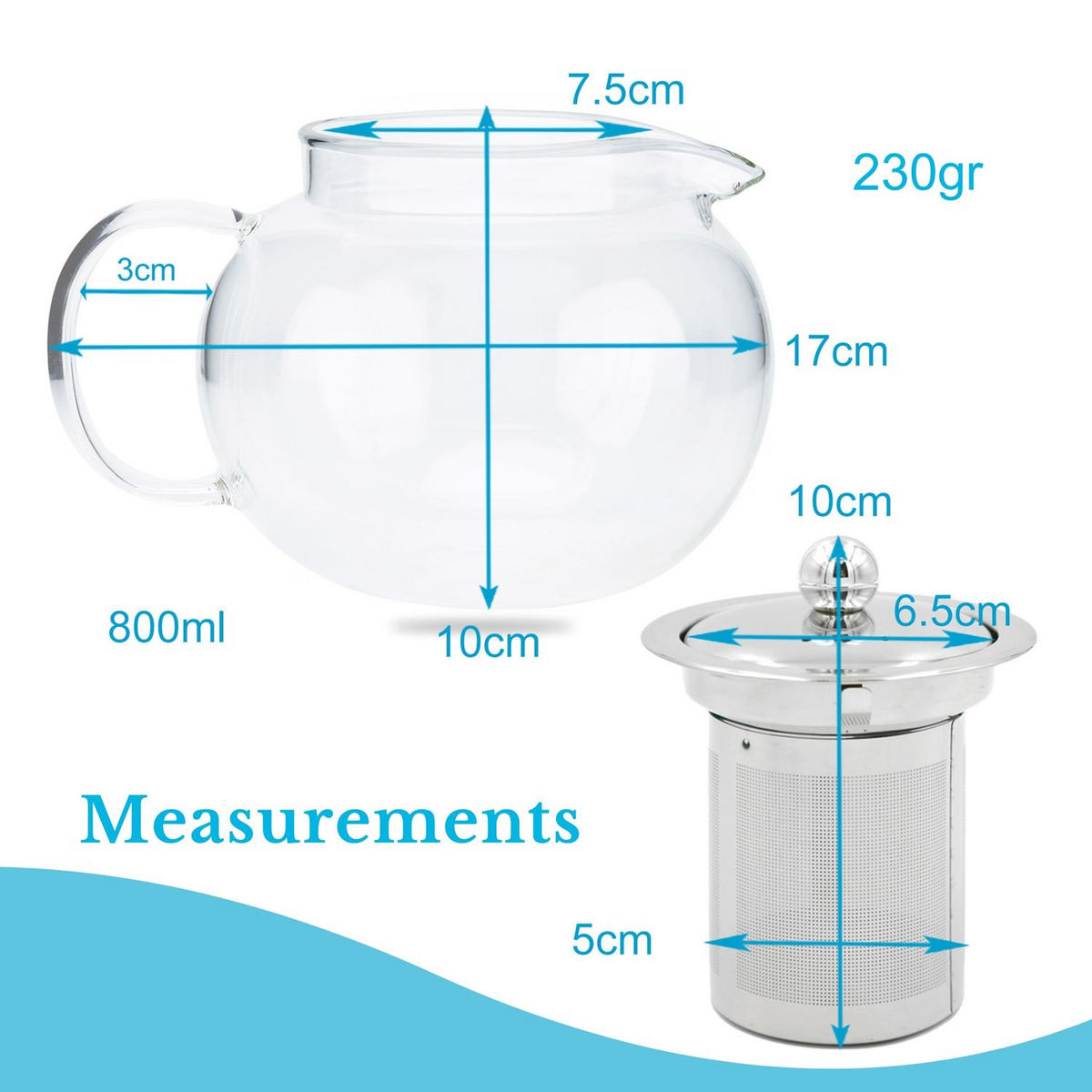 TEEKANNE mit Filter 800ml - Transparent, Glas (0.8L) - Intirilife