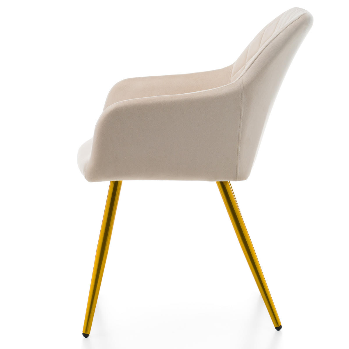 STUHL TODI gepolstert mit Steppung - beige goldene beine - Samt Velours - Beige/Goldfarben, Textil/Metall (56/85/62cm) - NEW HOME