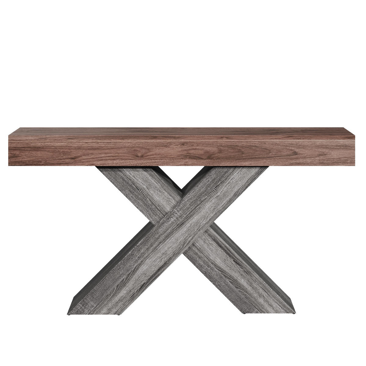 KONSOLENTISCH DE-37066 mit X-förmigen Beinen Nussbaum - Walnussfarben, Holzwerkstoff (140/30/80cm) - ComfortXL