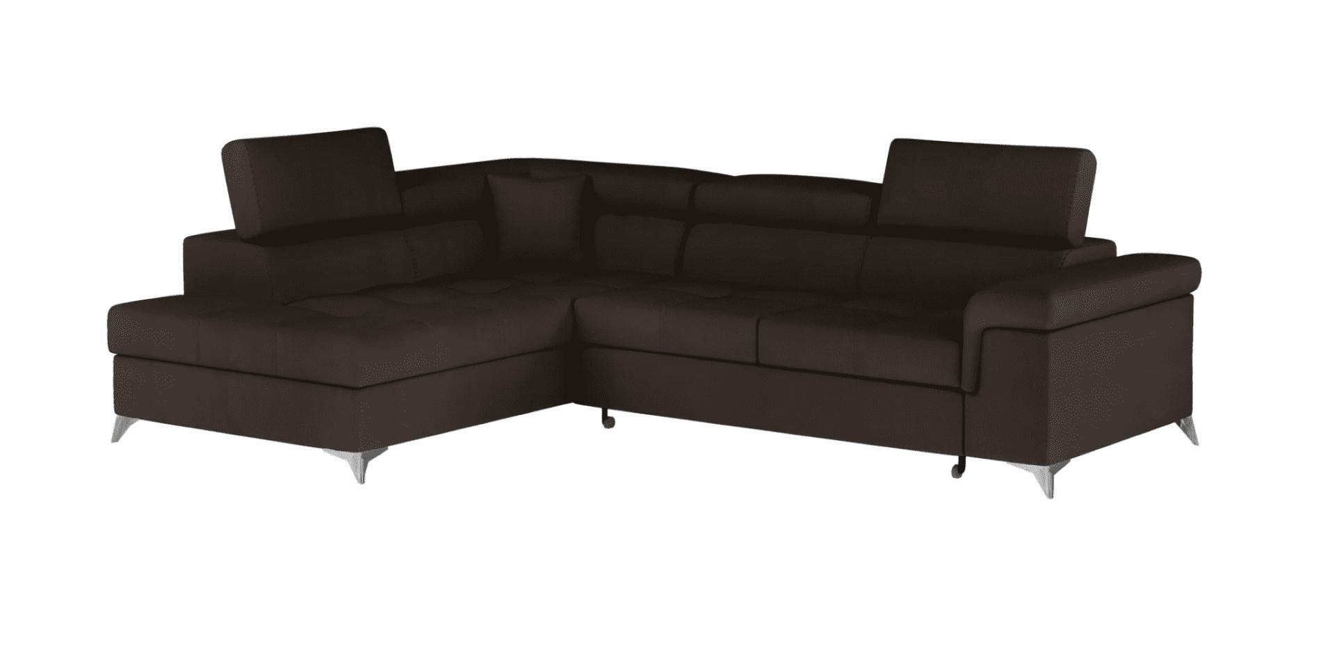 ECKSOFA mit Schlaffunktion und Bettkasten, pflegeleichter Monolith-Stoff - Chromfarben/Dunkelbraun, Textil/Metall (275/202cm) - Eltap