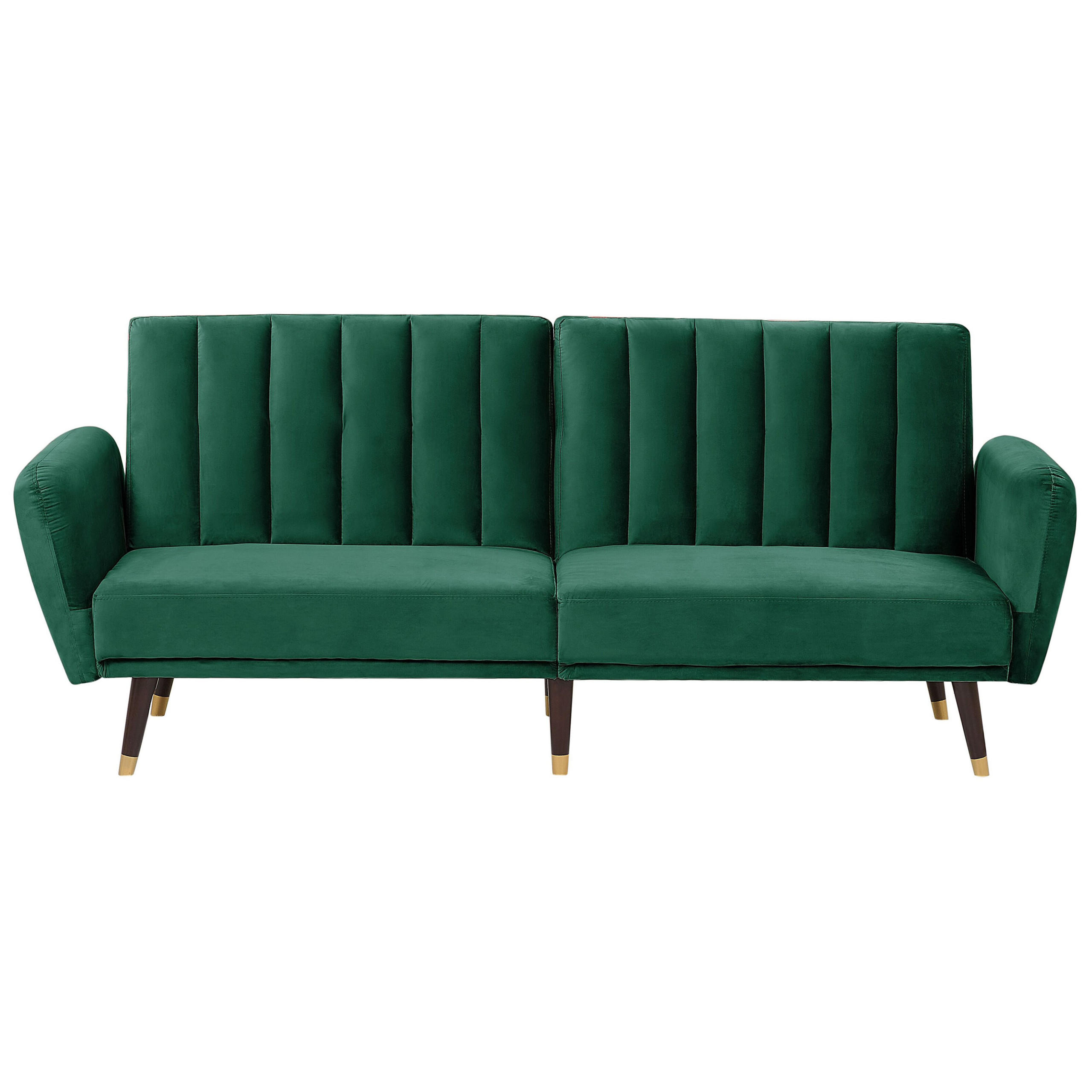 3-SITZER-SCHLAFSOFA Samtstoff Smaragdgrün Vimmerby - Smaragdgrün, Textil (212/90/80cm) - Beliani