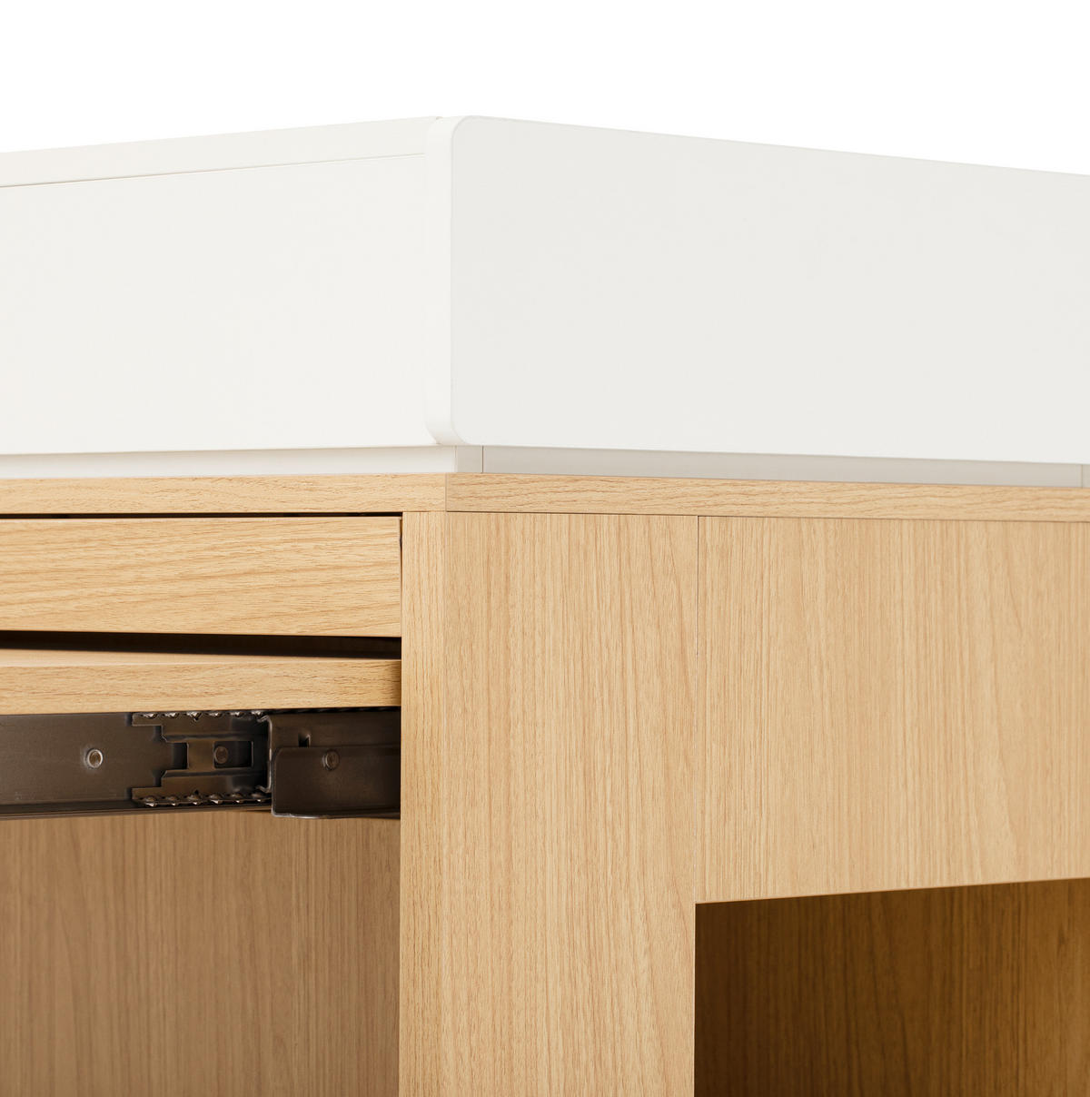 KÜCHENINSEL 83/96/46-146,5 cm Natur aus MDF und Glas mit ausziehbarer Tischplatte - Naturfarben, Holzwerkstoff (46/96/83cm) - OKMYHOME