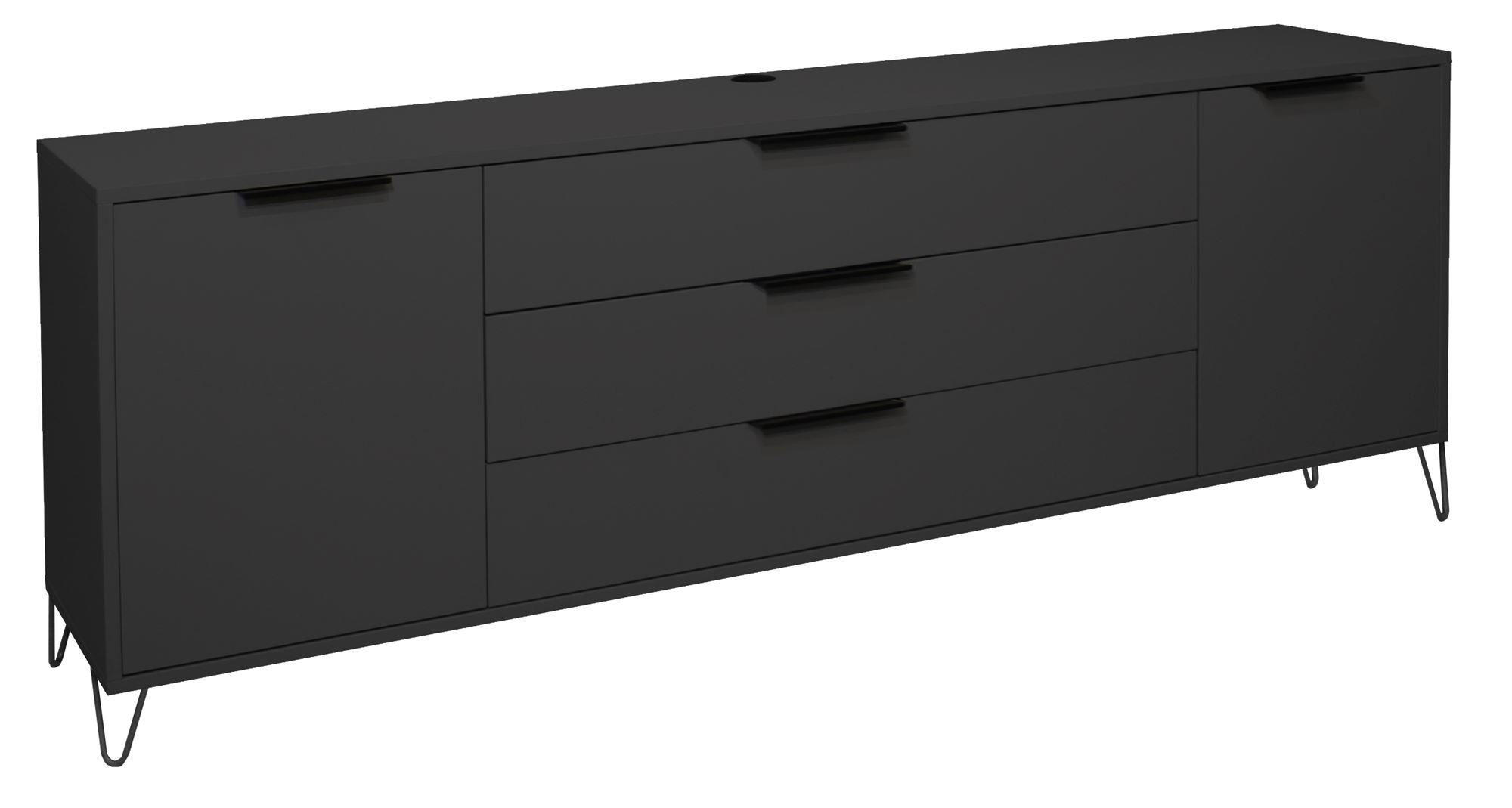 LOWBOARD Erna 216x45x82 Anthrazit matt Lack - Grau, Holzwerkstoff (216/82/45cm) - 58aufmkessel