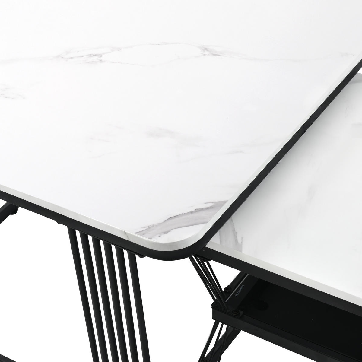 COUCHTISCH in Weiß und Schwarz mit Tischplatte in Marmoroptik für Wohnzimmer, B65/T65/H45 cm - Schwarz/Weiß, Holzwerkstoff/Kunststoff (65/65/45cm) - STILVORA