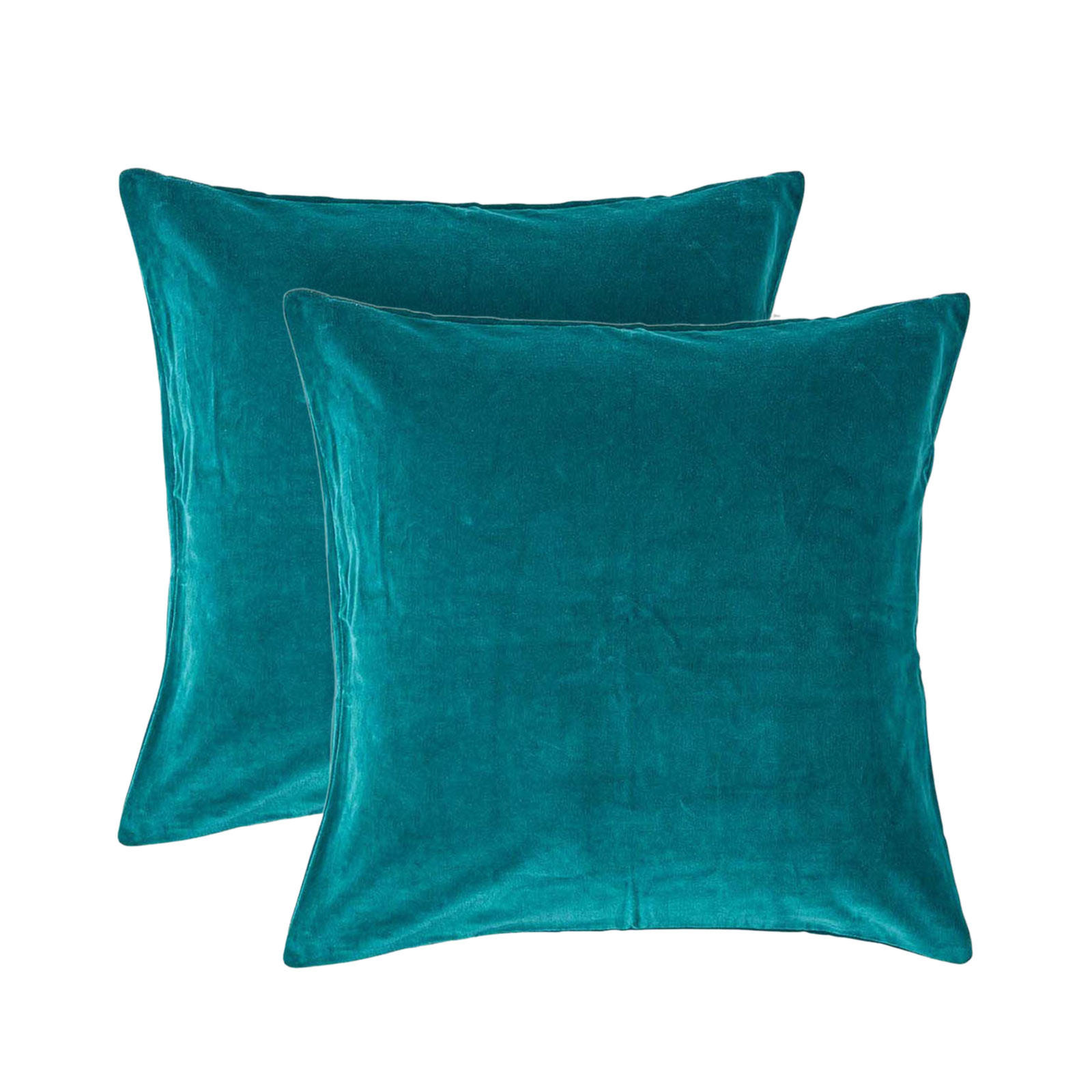 KISSENHÜLLEN 2er-Set Baumwollsamt petrol 40/40 cm - Petrol, Textil (40/40cm) - Homescapes