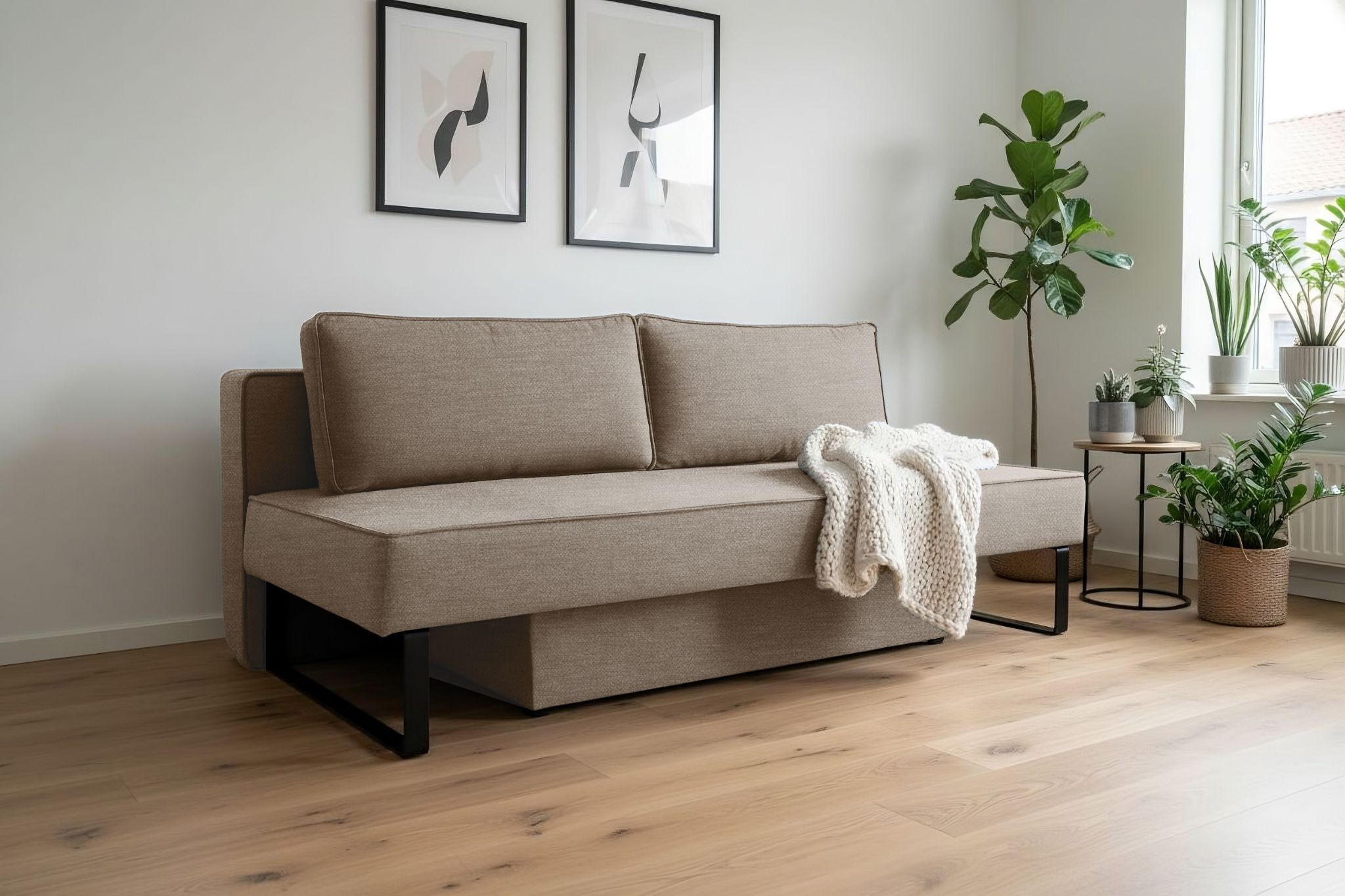 Thumbnail - Kaiser Möbel Schlafsofa, Beige, Holz, 200x82x100 cm, Wohnzimmer, Sofas & Couches, Schlafsofas