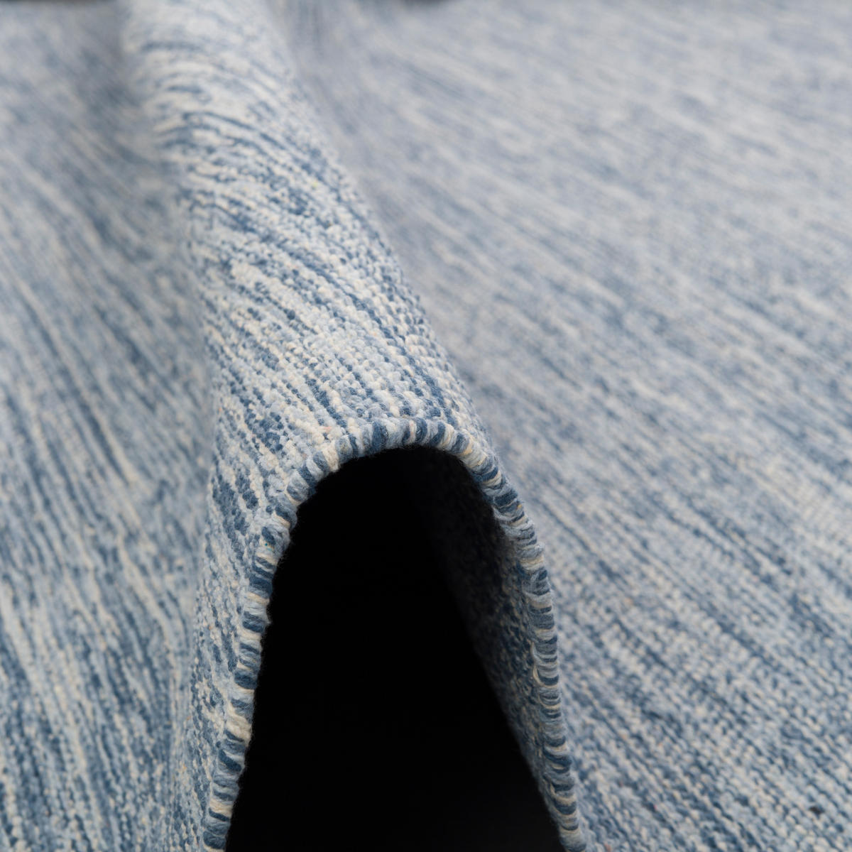 BAUMWOLLE NATUR KELIM TEPPICH EASY MELIERT - Blau, Textil (70/140cm) - Pergamon