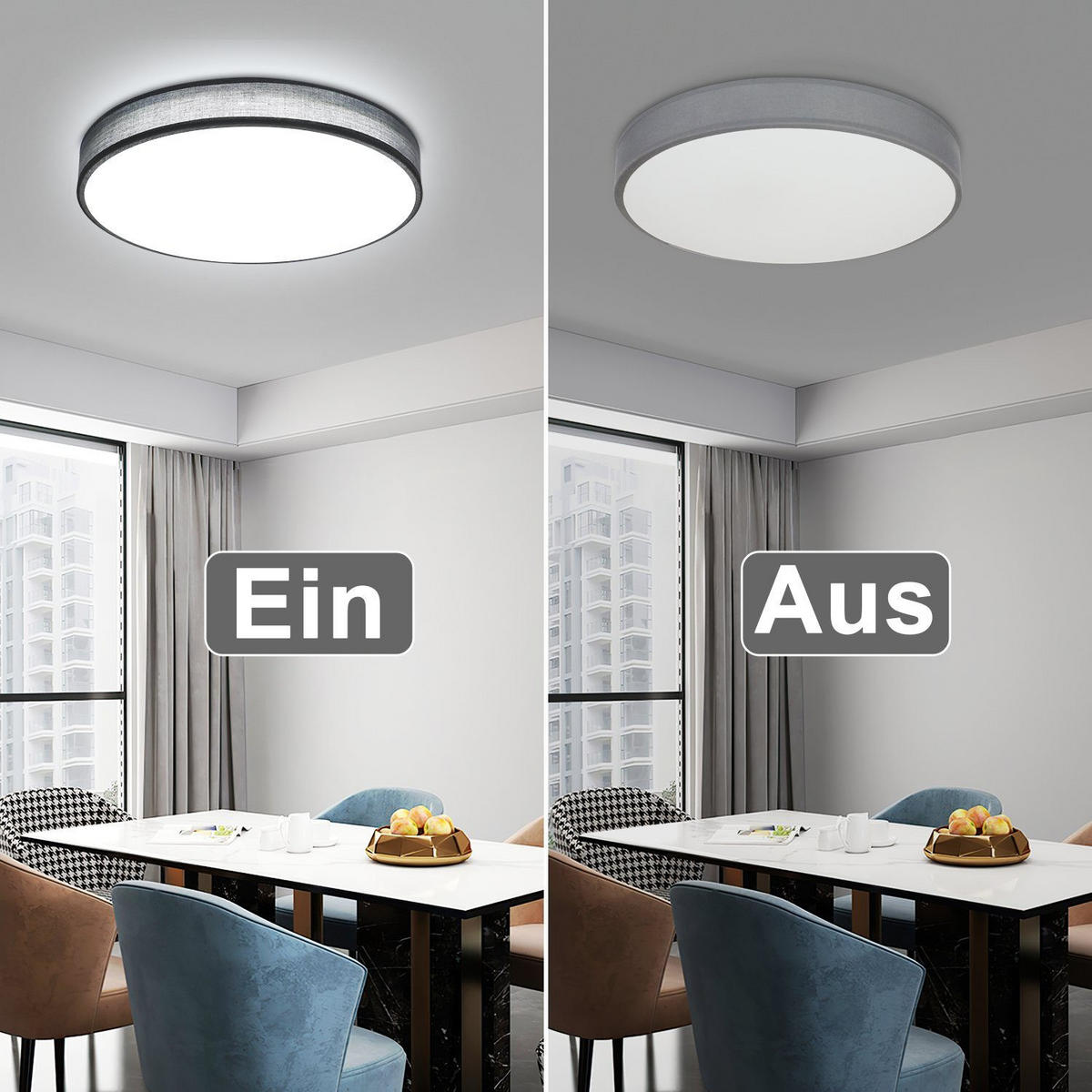 LED-DECKENLEUCHTE Debra 38/38/6 cm - Grau, Textil (38/38/6cm) - Nettlife