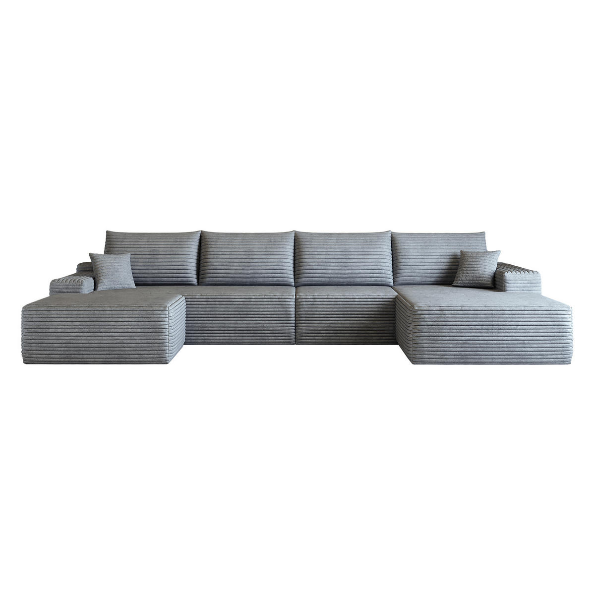 WOHNLANDSCHAFT DE-34857 U-Form 3-Sitzer Chaiselongue rechts Grau - Grau, Textil (175/83/270cm) - ComfortXL