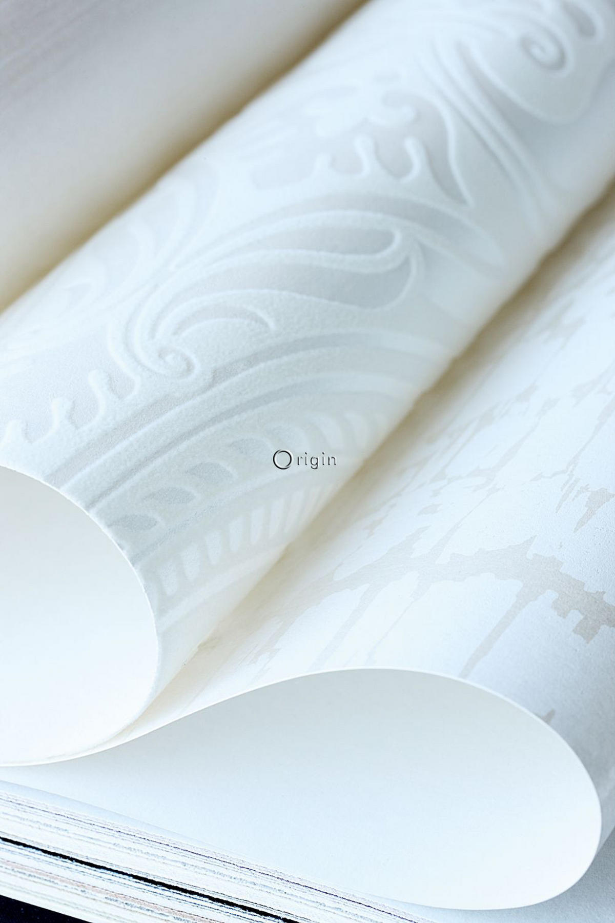 TAPETE Flock-Barockmuster 53 cm x 10.05 m - Weiß, Papier (53/1000cm) - Origin Wallcoverings