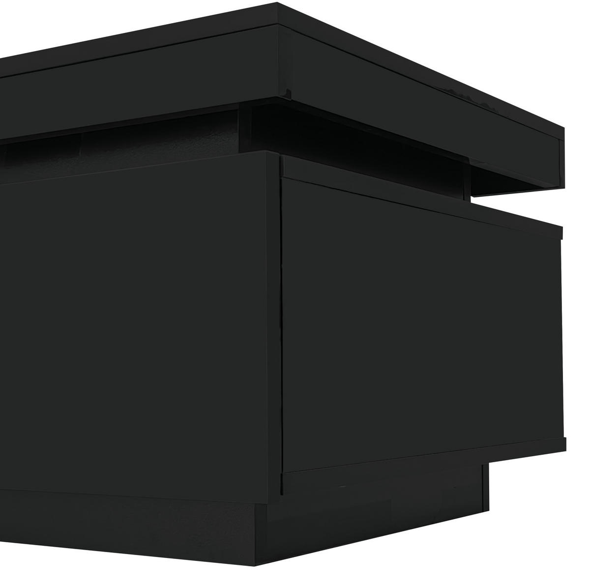 COUCHTISCH aus Spanplatte 100x50x40,3 cm in Schwarz mit LED-Beleuchtung - Schwarz, Holzwerkstoff (100/50/40.3cm) - Modfu