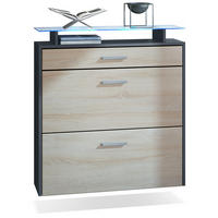 SCHUHSCHRANK Malea Fronten in Eiche sägerau - Eiche San Remo, Holzwerkstoff (89/96/23cm) - Vladon