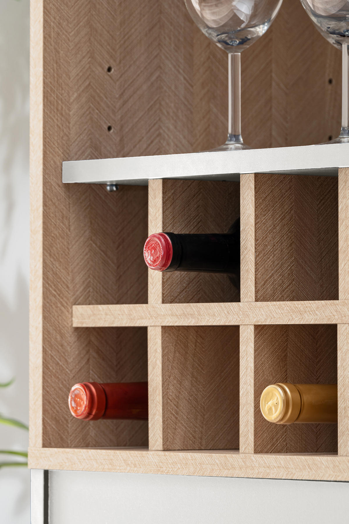 SIDEBOARD MIT WEINSCHRANK FONDI, Weiß, Skandinavische Tanne - Hellbraun/Weiß, Glas/Holzwerkstoff (90/102/35cm) - Komodee