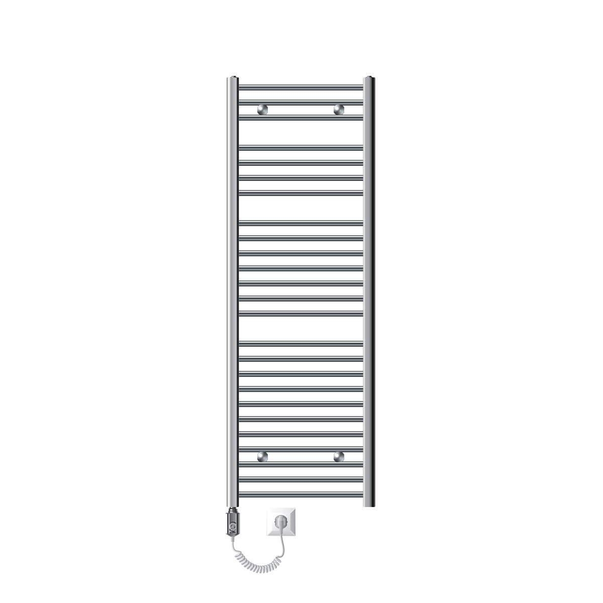 BADHEIZKÖRPER elektrisch Sahara 500x1500 mm Chrome gebogen mit Heizstab 900W - Chromfarben, Metall (3/150/50cm) - LuxeBath