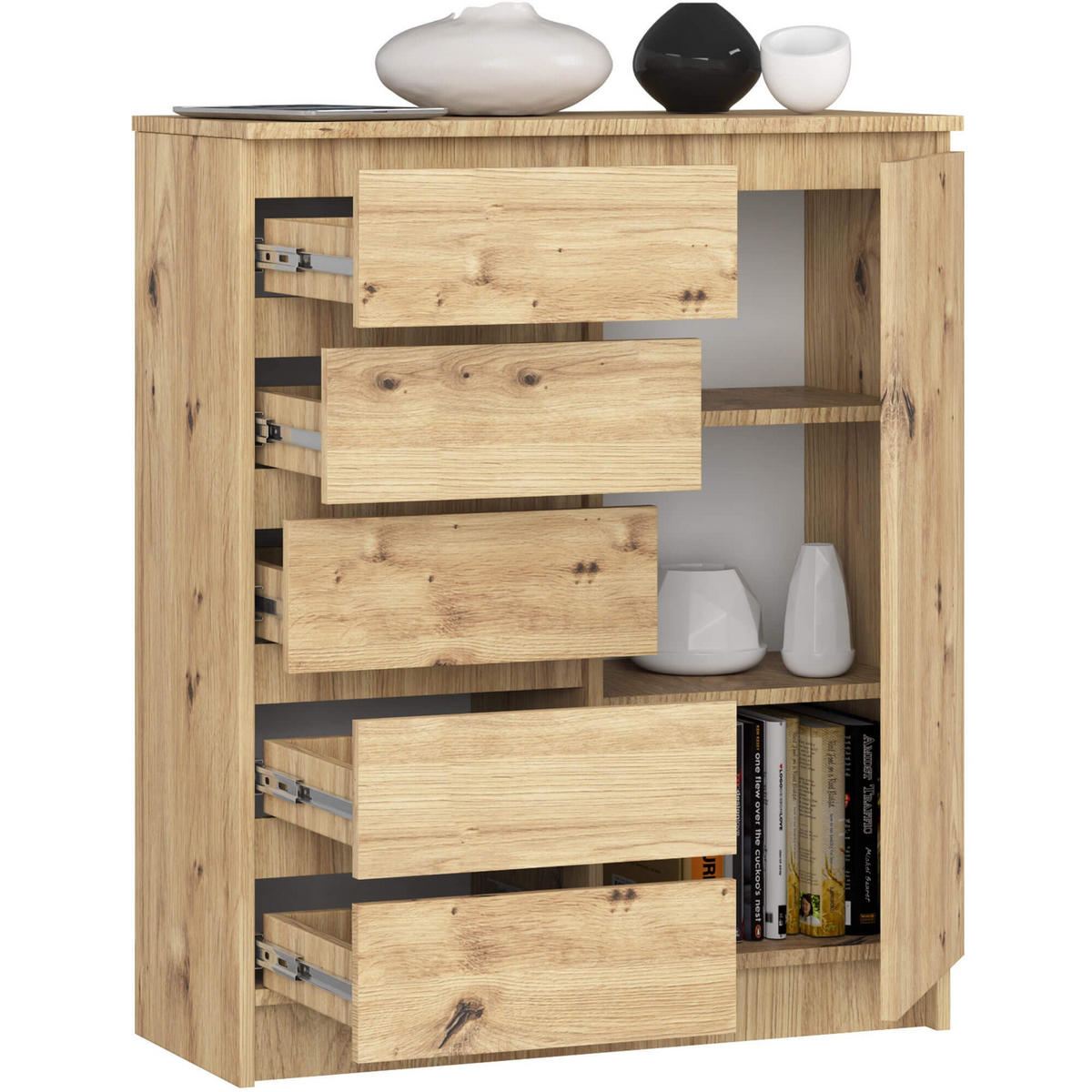 KOMMODE Eiche Artisan 97/80/35 - Eiche Artisan, Holzwerkstoff (80/97/35cm) - RAUMHIRSCH FURNITURE