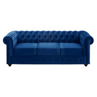 COUCHGARNITUR - 5 Personen - samt - königsblau Chesterfield - Blau, Holz/Textil (205/72/88cm) - Vente-Unique
