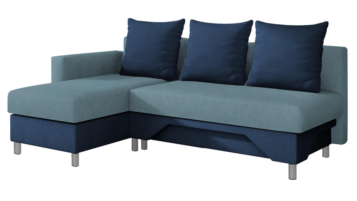 ECKSOFA Tom, Seite: Links - Blau, Holz/Kunststoff (215/133cm) - MIRJAN24