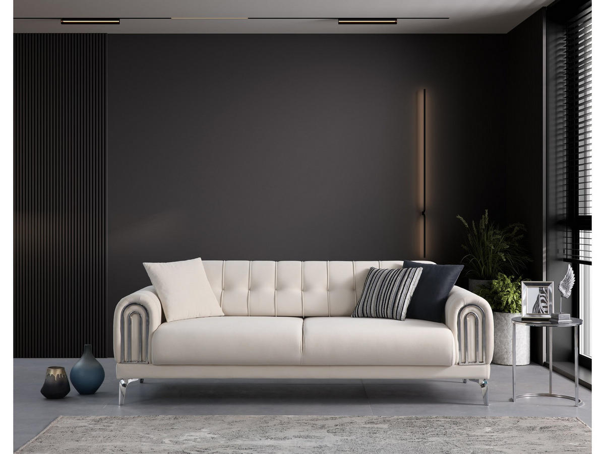 3-SITZER Sofa LEJLA, Creme - Creme, Kunststoff/Textil (235/84/103cm)