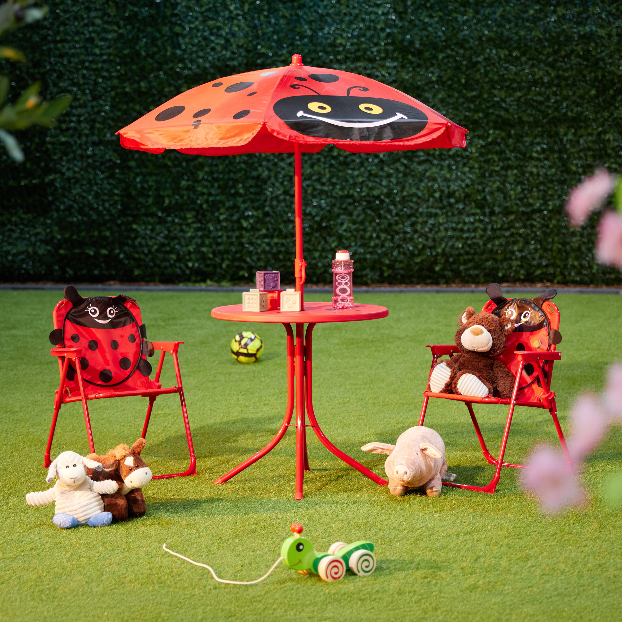 CAMPING-KINDERSITZGRUPPE - Rot, Kunststoff/Textil - Relaxdays