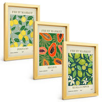 BILDER SET 3er Set - 20x30 cm Goldrahmen - Fruchtige Zitronen- und Papayamuster - Goldfarben, Kunststoff (20/30cm) - TULUP