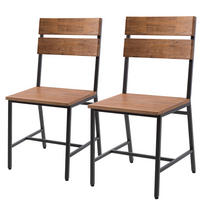 ESSZIMMERSTUHL - 2er-Set - Akazie massiv / Metall - Akazie - Schwarz - Braun, Holz/Metall (47/90/50cm) - home24