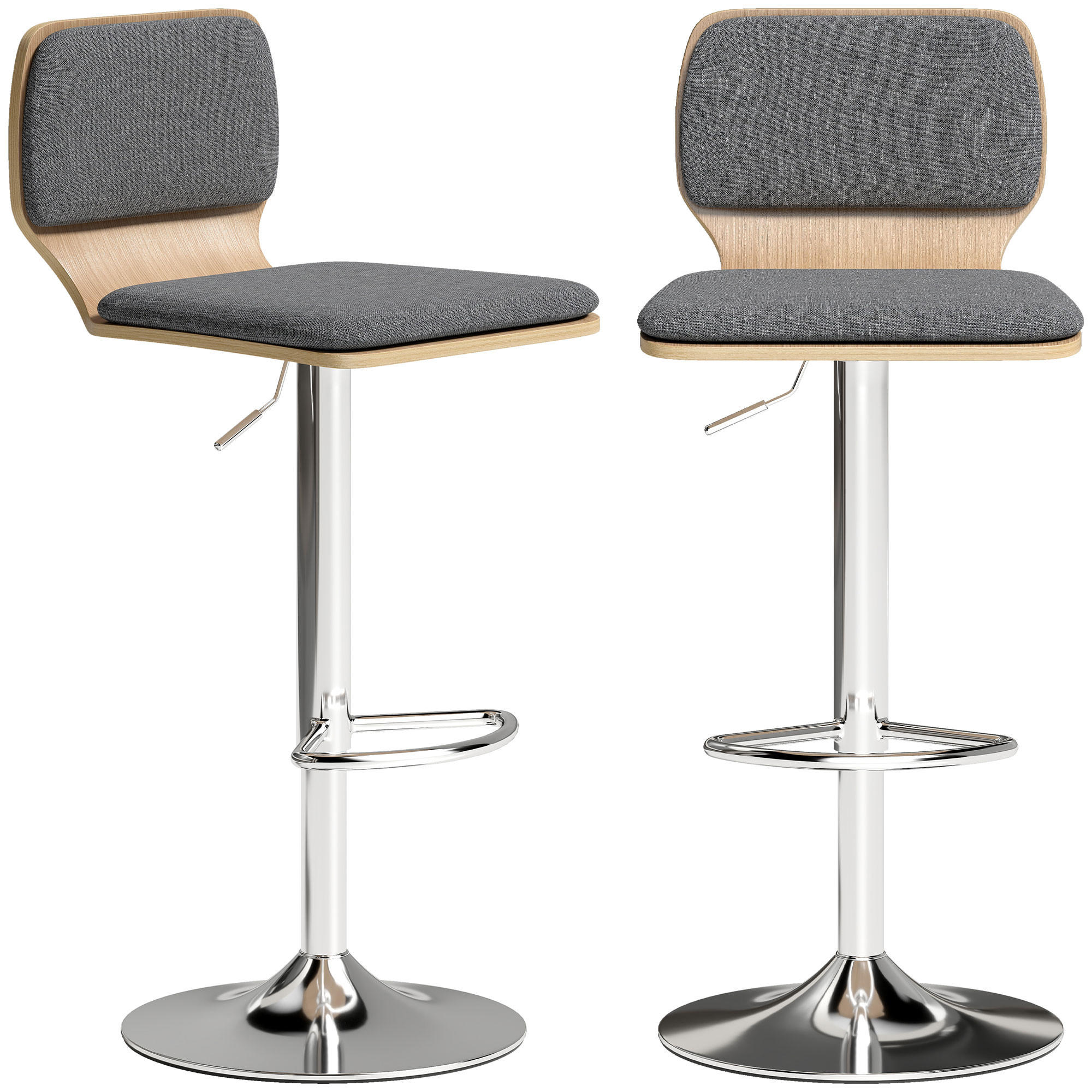 BARHOCKER 2er-Set DE-14812 höhenverstellbar & schwenkbar mit Rückenlehne Grau - Grau, Metall (41/102/47.5cm) - ComfortXL