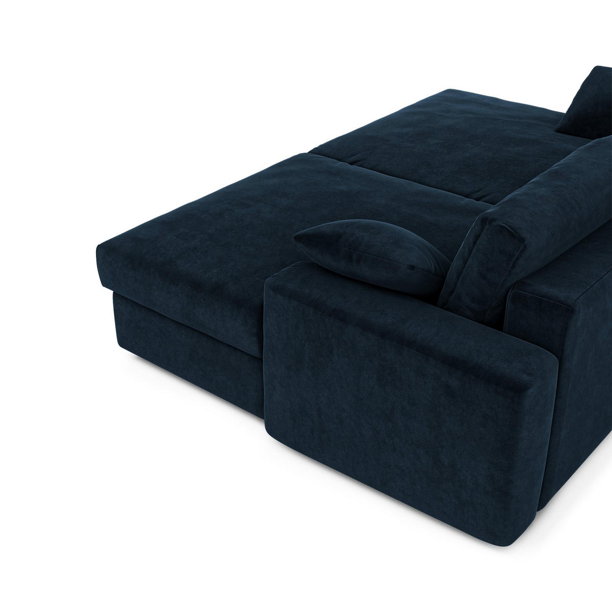 SOFA PLUM Samt Mitternachtsblau 260cm - Blau/Dunkelblau, Textil (260/83/155cm) - Premium Interiors