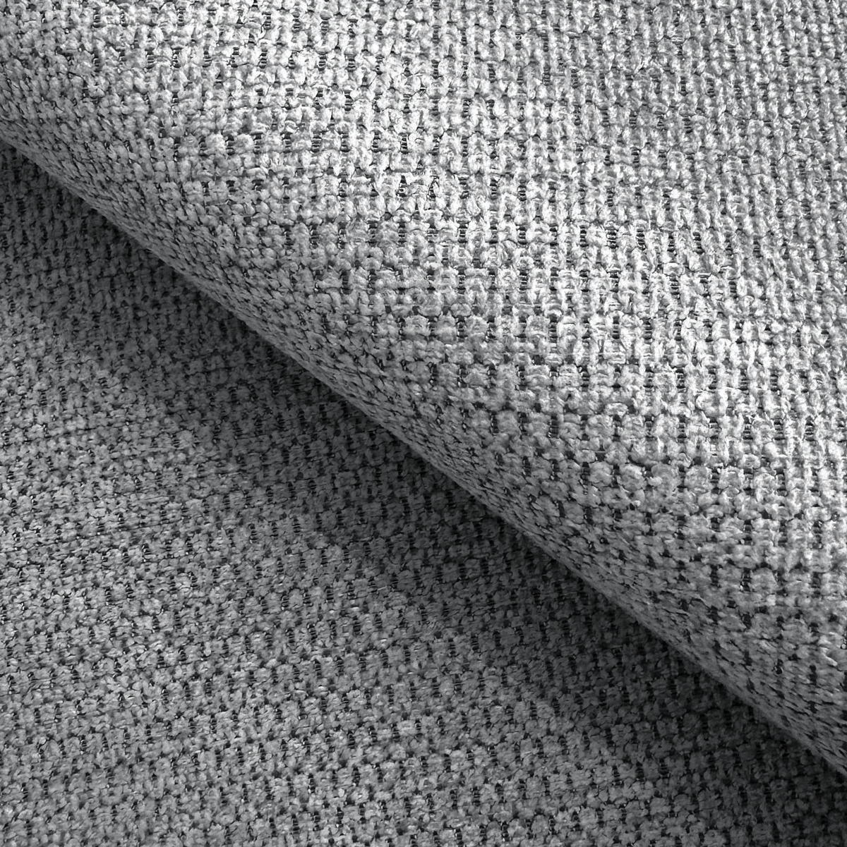 ECKSOFA inkl. Hocker Bubble mit Schlaffunktion und losen Rückenkissen, Sitzfläche in Bubble-Optik aus weichem Grau Strukturstoff - Ottomane Links - Schwarz/Grau, Holz/Kunststoff (180/306cm) - S-Style Möbel