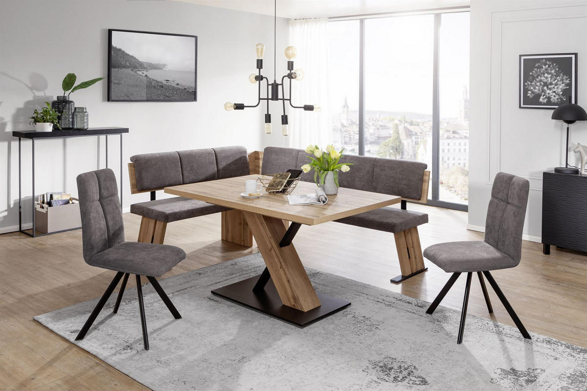 ECKBANKGRUPPE Danita Holzwerkstoff Appalachian Eiche Polster Braun - Eichefarben/Braun, Holzwerkstoff (205/1/155cm) - 58aufmkessel