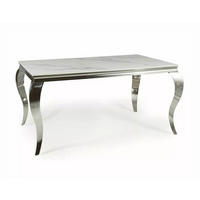 ESSTISCH Prince Weiß Marmor / Chrom 150 / 90 / 75cm - Silberfarben/Weiß, Holz/Keramik (90/150/75cm) - Feldmann-Wohnen