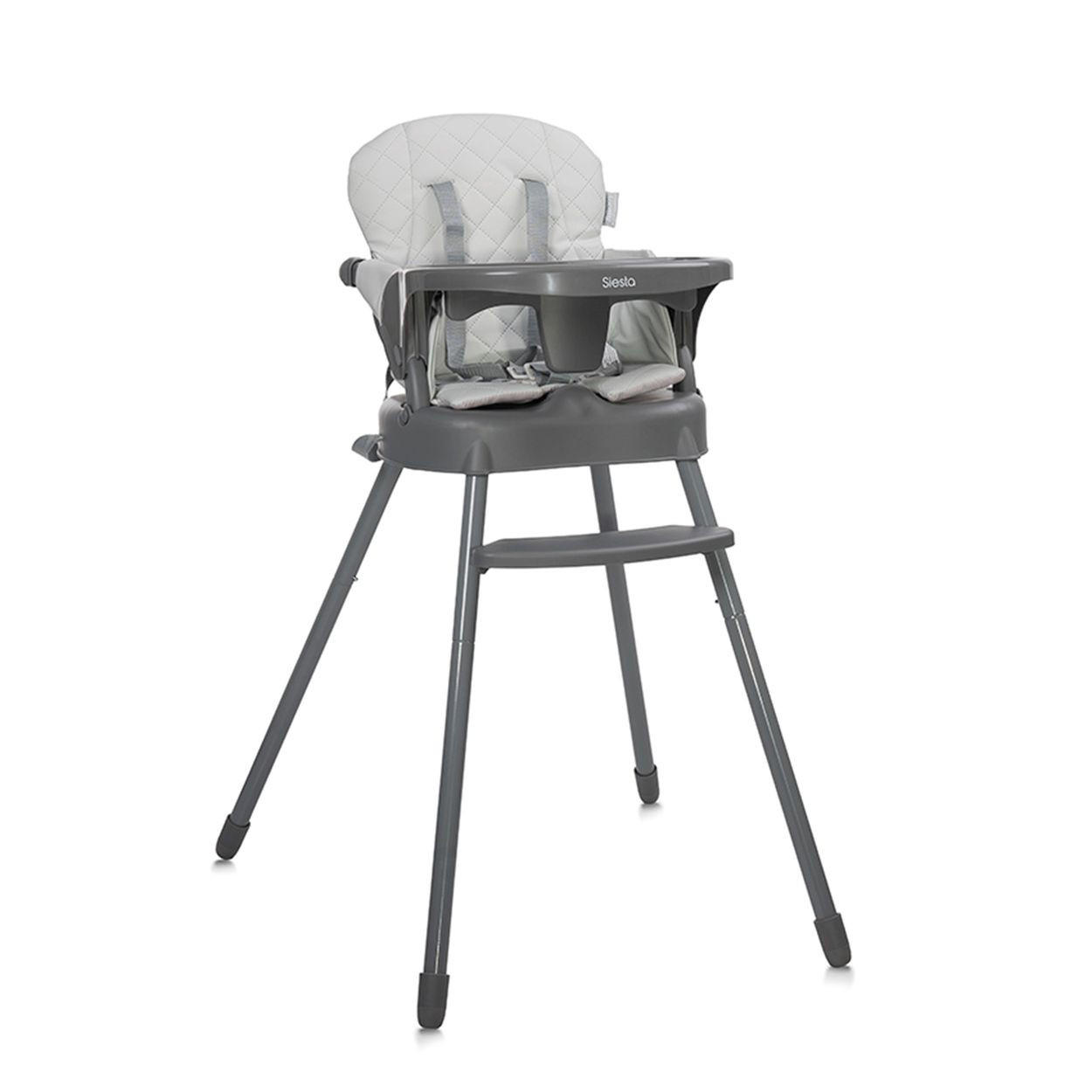 HOCHSTUHL Siesta 3 in 1 grau Kinderstuhl Booster Fußstütze 5-Punkt-Gurt - Grau, Kunststoff (70/97/52cm) - Lorelli