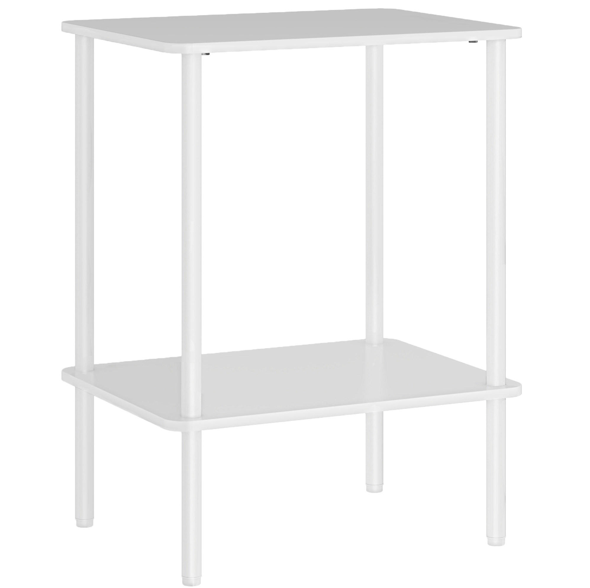 BEISTELLTISCH aus Holzwerkstoff und Metall 40x30x52,2 cm Weiß mit 2 Ablagen und bodenschonenden Fußpolstern - Weiß, Holzwerkstoff (30/40/52.2cm) - Modfu