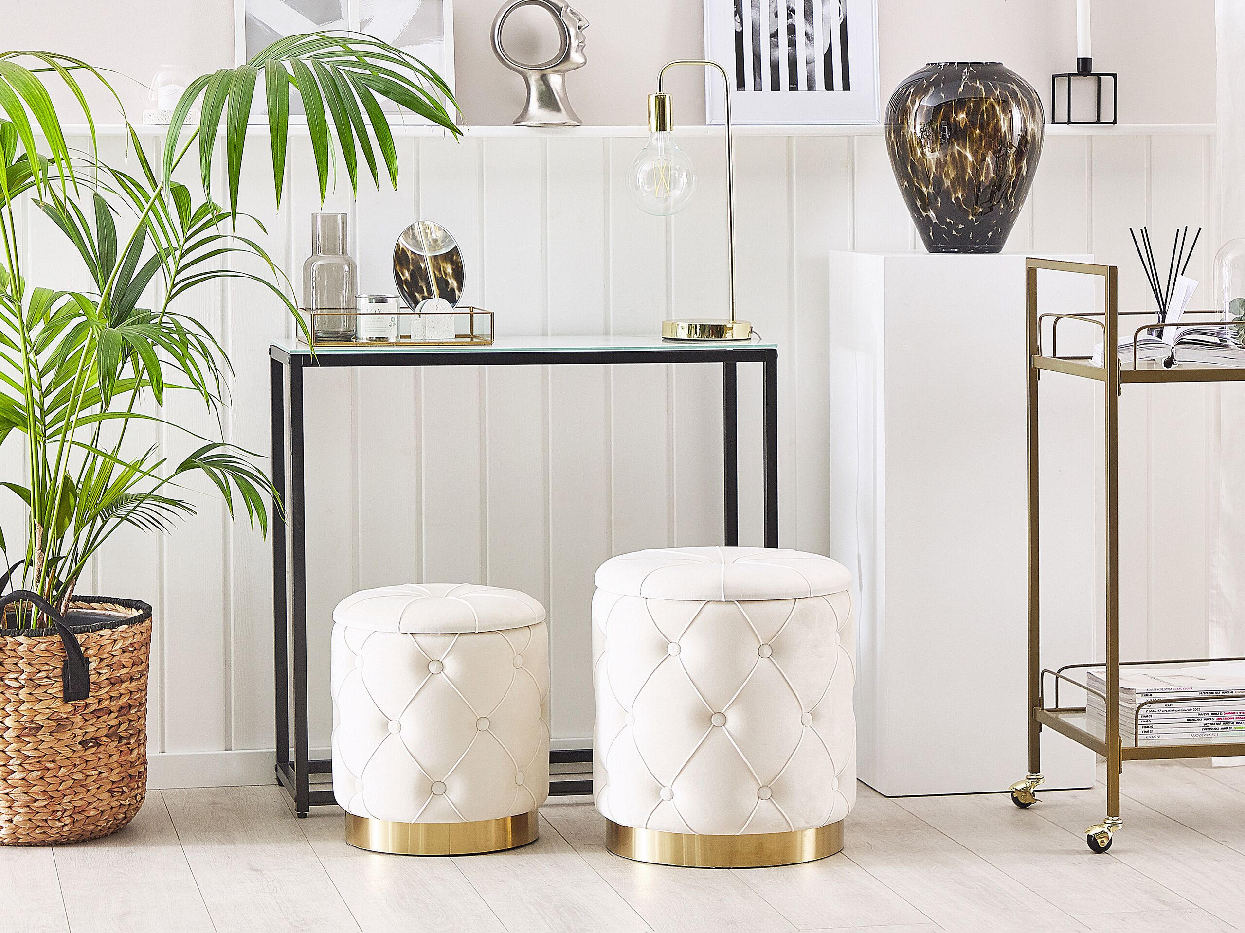 POUF Pueblo 40-33/40-33/44-36 cm - Weiß, Textil (33/36/33cm) - Beliani