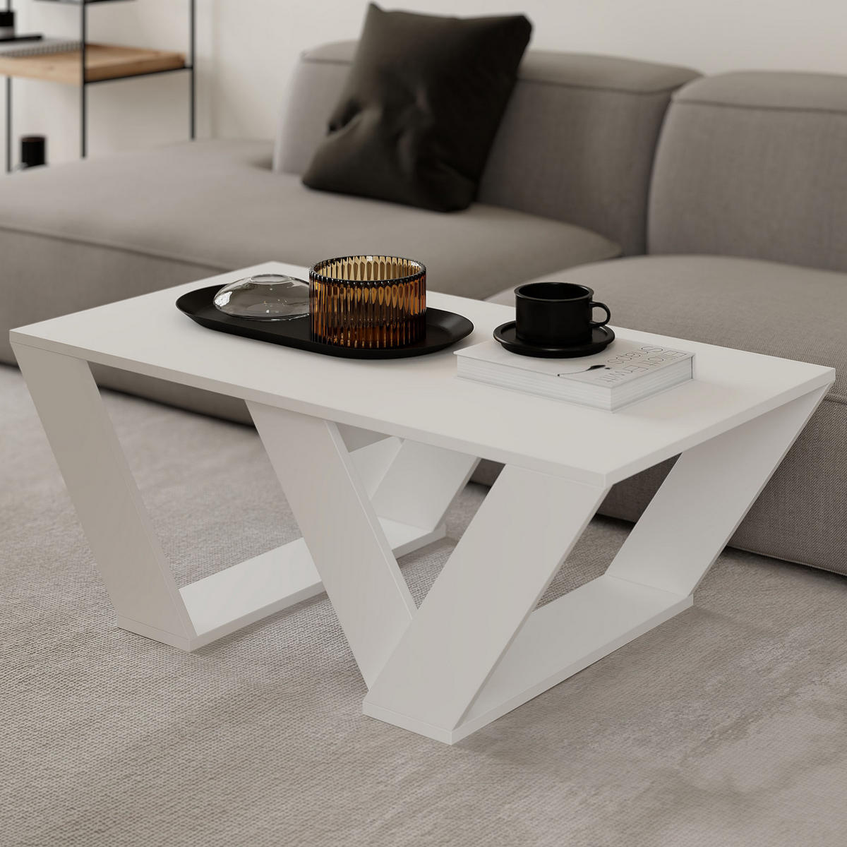 COUCHTISCH pipra weiss - Weiß, Holz (110/60/40cm) - Habitat Garten