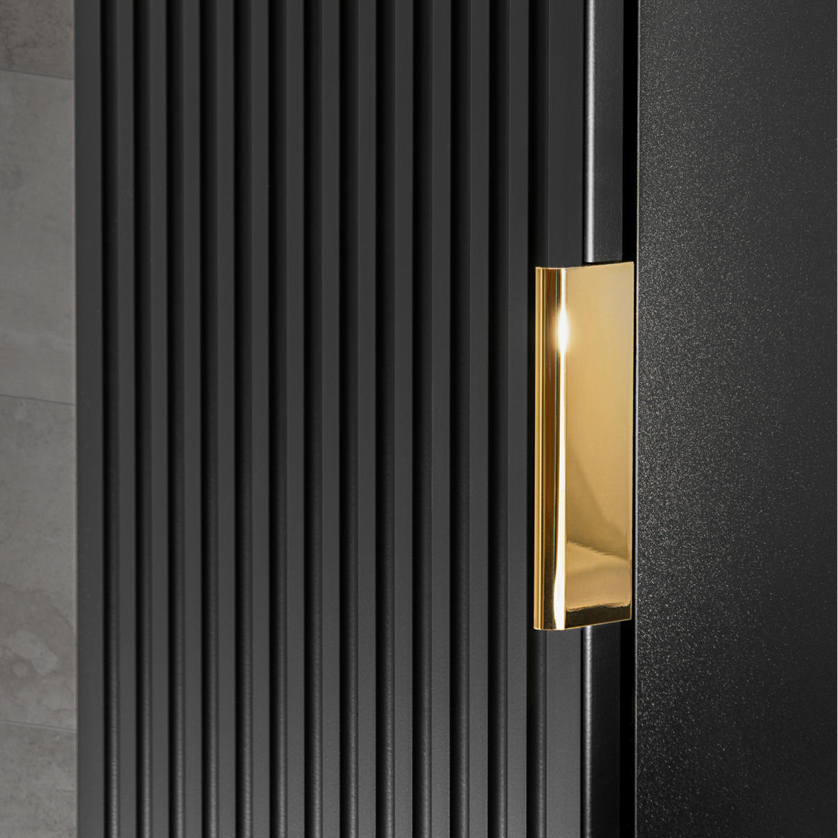 HOCHSCHRANK ADEN SZK1 Profilierte Fronten Schwarz - Schwarz, Holzwerkstoff (35/140/25cm) - Komodee
