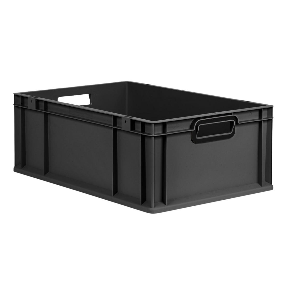 EUROBOX NextGen Color 22x40x60 cm 44 Liter Griffe schwarz offen, Schwarz - Anthrazit/Schwarz, Kunststoff (40/22/60cm) - PROREGAL