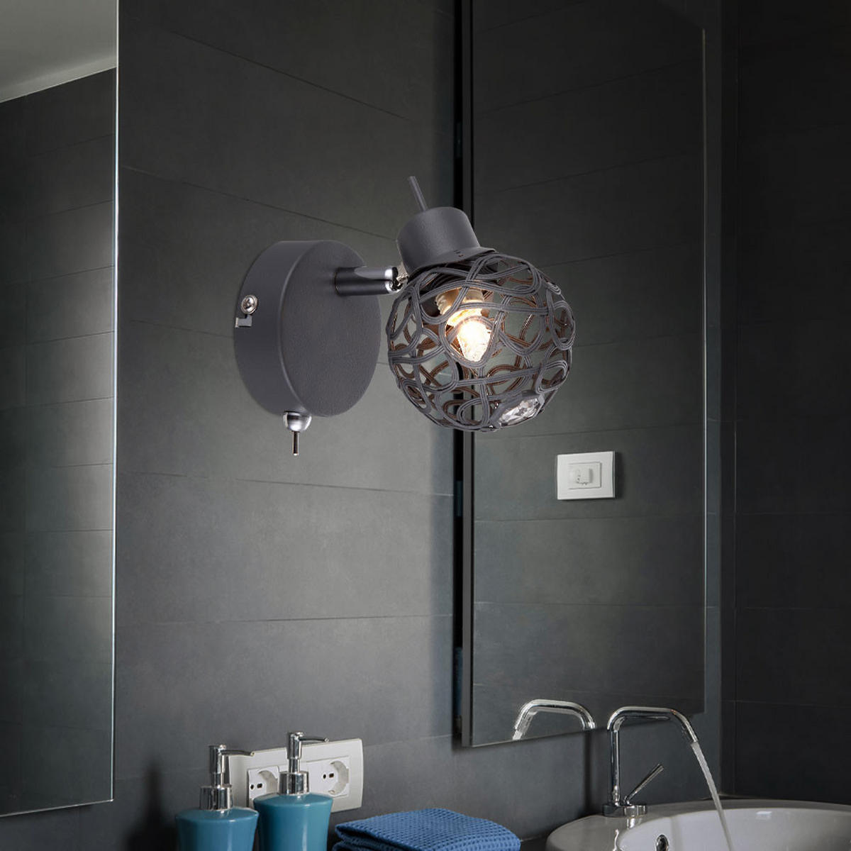 LED WANDLEUCHTE Alu-Geflecht Grau - Grau, Metall (8/13/11.5cm)