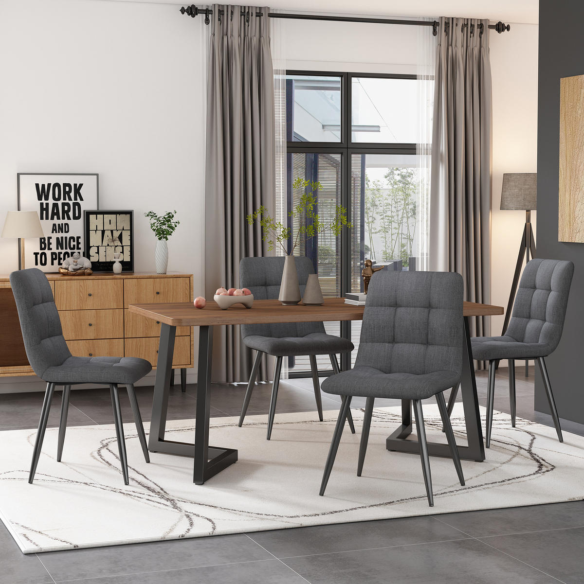ESSTISCH, MDF in Holzoptik mit Metallgestell, 117/68/75 cm, Walnuss/Schwarz - Walnussfarben, Holzwerkstoff (117/68/75cm) - Redom