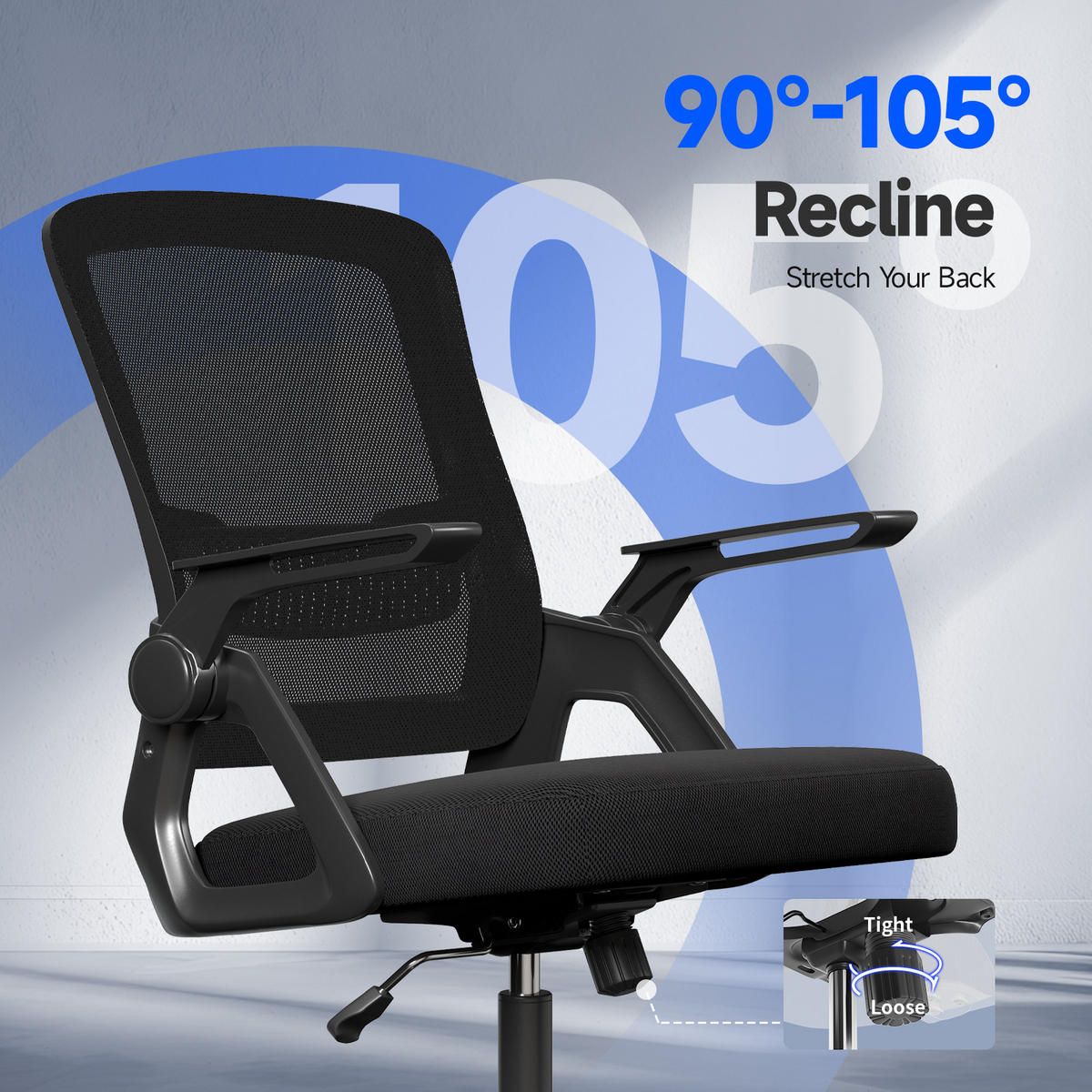 BÜROSTUHL Schwarz ergonomisch mit atmungsaktiver Rückenlehne - Schwarz, Metall (22.5/53/54.2cm) - Rattrix