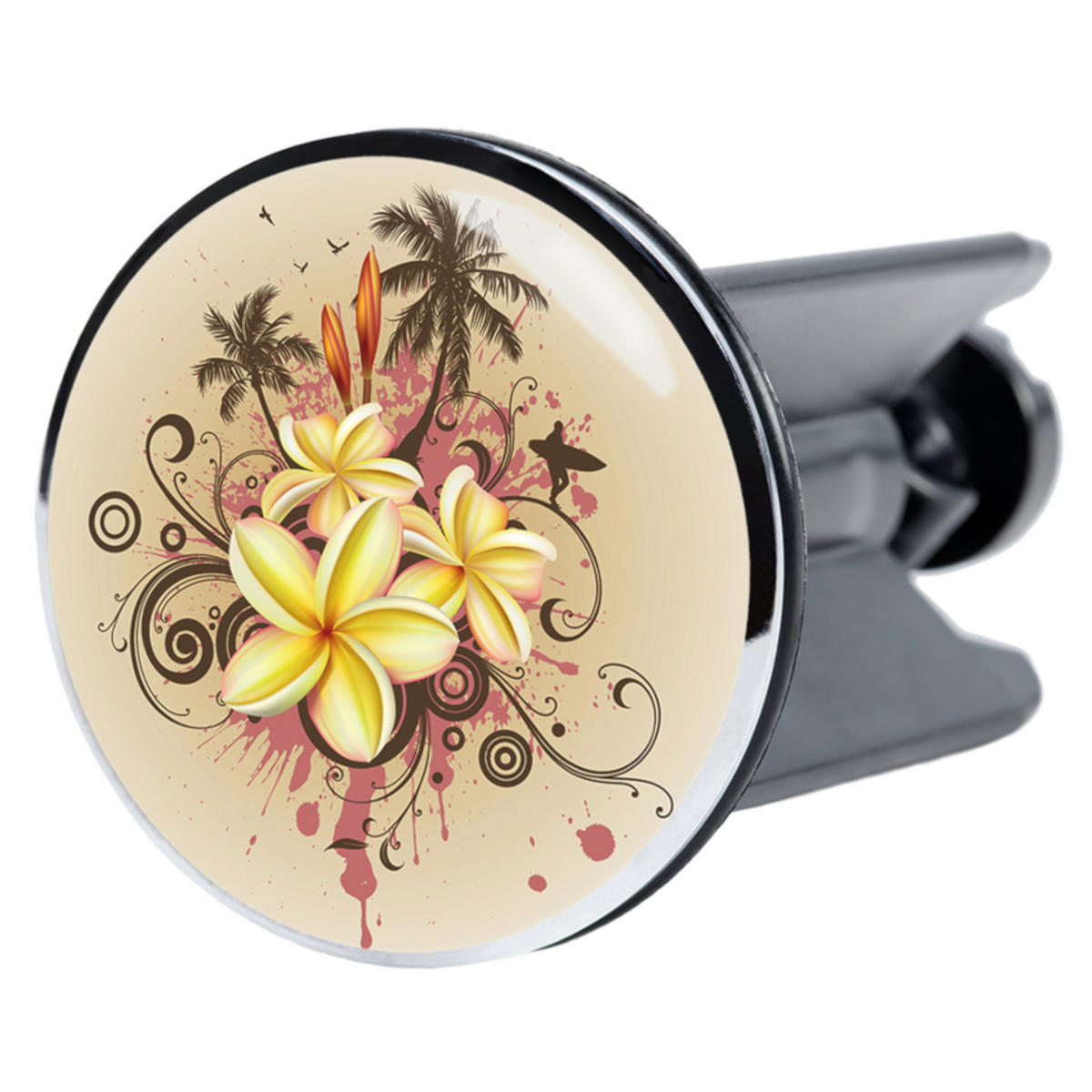 WASCHBECKENSTÖPSEL Tropical - Braun, Kunststoff/Metall (4/7/7cm) - Sanilo