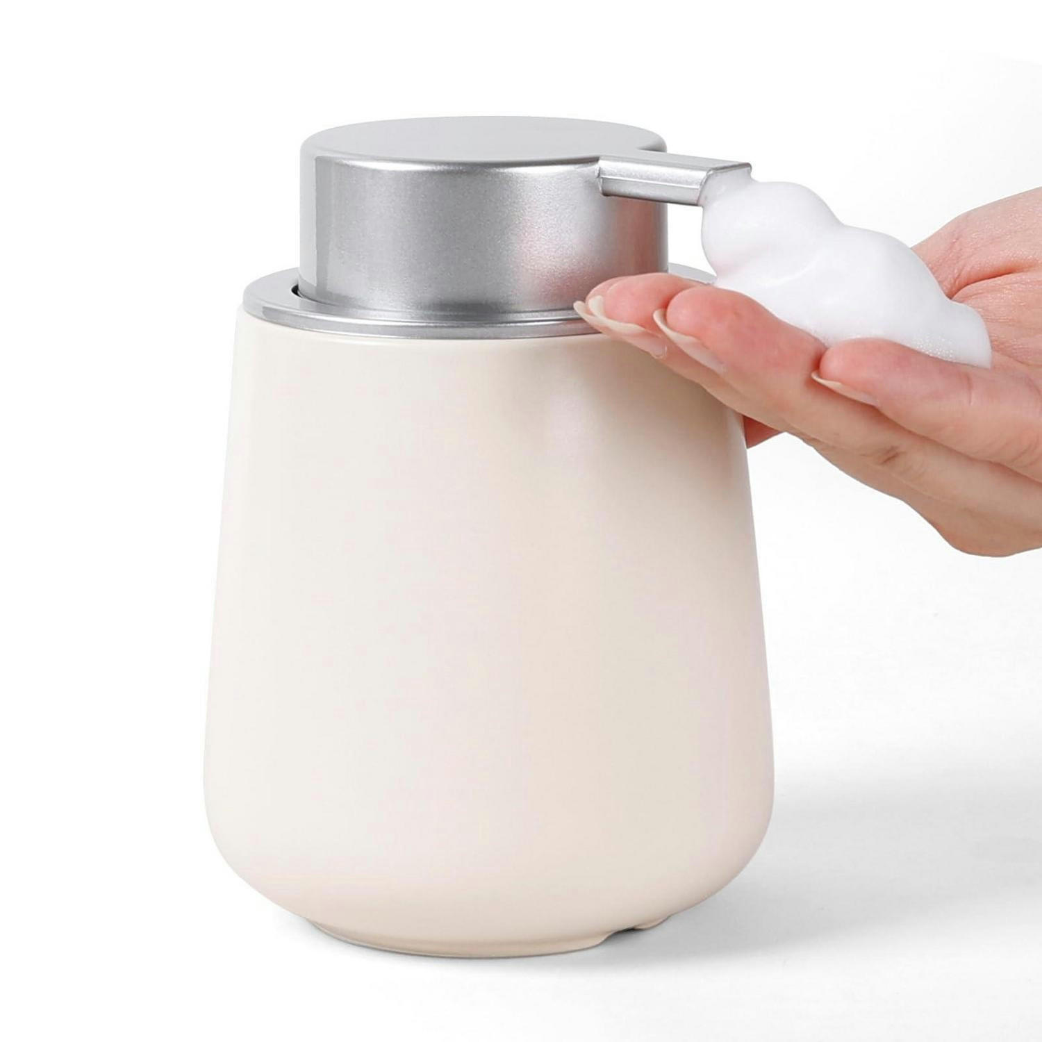 SCHAUMSEIFENSPENDER Beige-Silber 350 ml - Beige, Keramik (9/12/9cm)