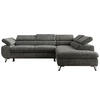 ECKSOFA PABLO L Grau Schenille grob gewebt - Rechts Seite mit T25 Topper - Schwarz/Grau, Textil/Metall (273/208cm) - MKS