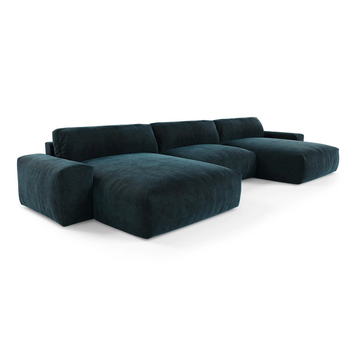 WOHNLANDSCHAFT Samt Pfauenblau 420cm - Blau/Hellblau, Textil (420/75/174cm) - Sia Home