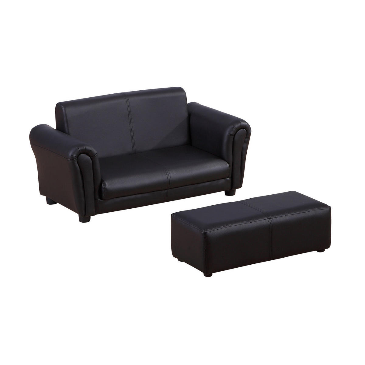 KINDERSESSEL DE-10407 mit Fußhocker & Armlehnen Schwarz - Schwarz, Metall (42/41/83cm) - ComfortXL